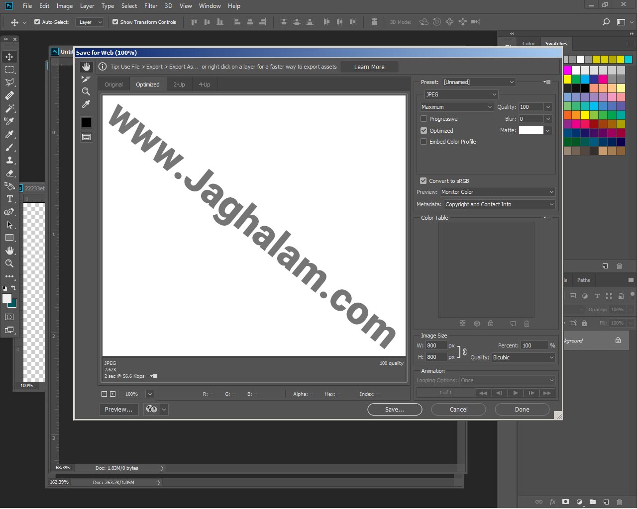 save web در فتوشاپ